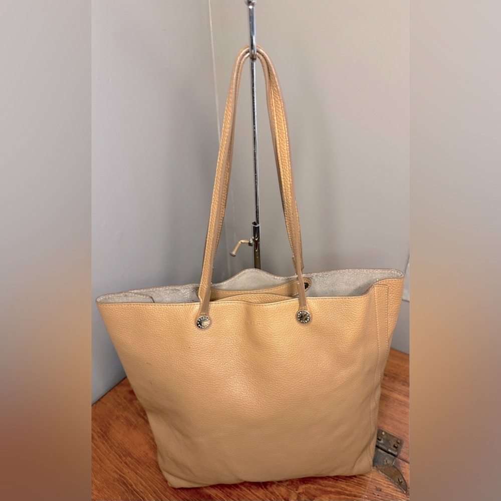 Furla Eden Medium Caramel Brown Pebbled Leather Tote Bag - Picture 2 of 14